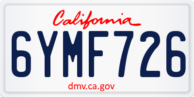 CA license plate 6YMF726