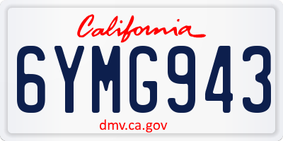 CA license plate 6YMG943