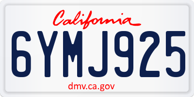 CA license plate 6YMJ925