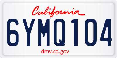 CA license plate 6YMQ104