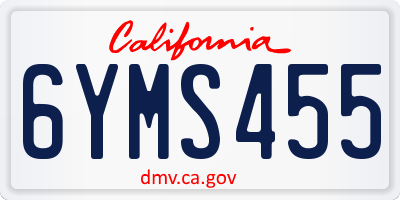 CA license plate 6YMS455