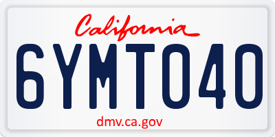 CA license plate 6YMT040
