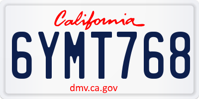 CA license plate 6YMT768