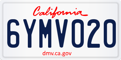 CA license plate 6YMV020