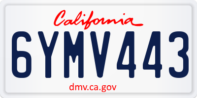 CA license plate 6YMV443