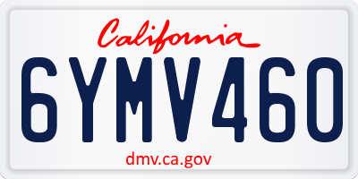 CA license plate 6YMV460