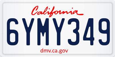CA license plate 6YMY349