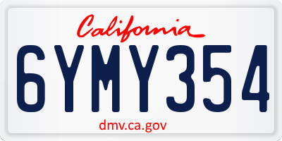 CA license plate 6YMY354