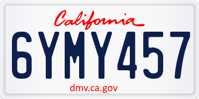 CA license plate 6YMY457