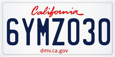 CA license plate 6YMZ030