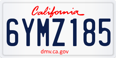 CA license plate 6YMZ185