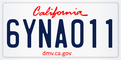 CA license plate 6YNA011