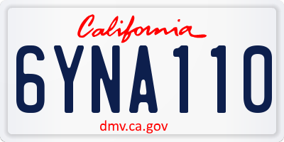 CA license plate 6YNA110