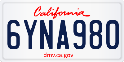 CA license plate 6YNA980