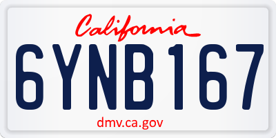 CA license plate 6YNB167