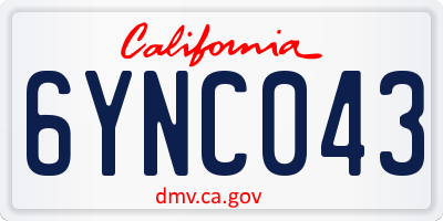 CA license plate 6YNC043