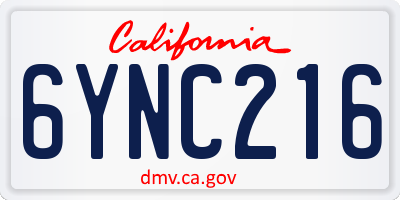 CA license plate 6YNC216