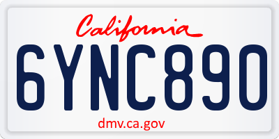 CA license plate 6YNC890
