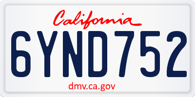 CA license plate 6YND752