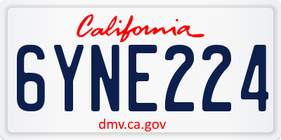 CA license plate 6YNE224