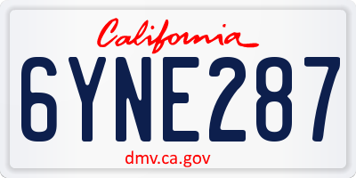 CA license plate 6YNE287