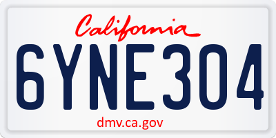 CA license plate 6YNE304