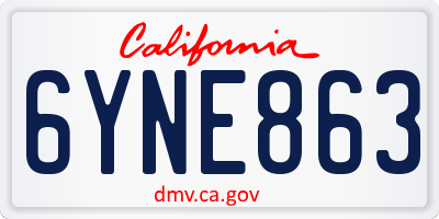 CA license plate 6YNE863