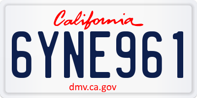 CA license plate 6YNE961