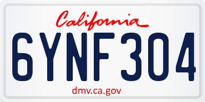 CA license plate 6YNF304