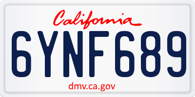 CA license plate 6YNF689