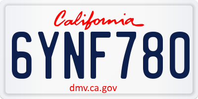 CA license plate 6YNF780