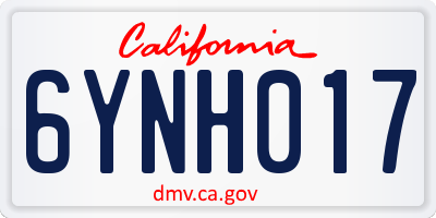 CA license plate 6YNH017