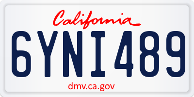 CA license plate 6YNI489