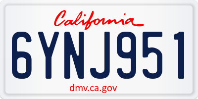 CA license plate 6YNJ951