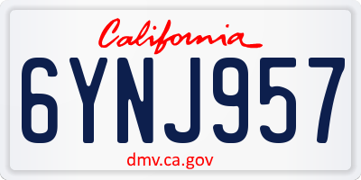 CA license plate 6YNJ957