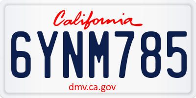 CA license plate 6YNM785