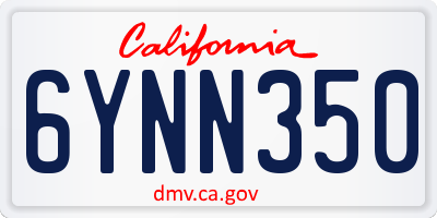 CA license plate 6YNN350