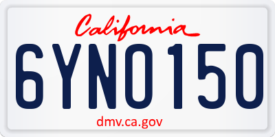 CA license plate 6YNO150
