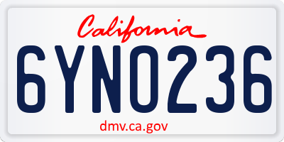 CA license plate 6YNO236