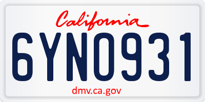 CA license plate 6YNO931