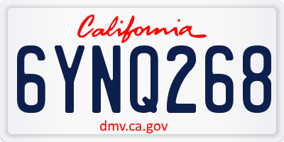 CA license plate 6YNQ268