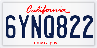 CA license plate 6YNQ822