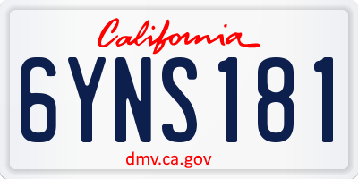 CA license plate 6YNS181
