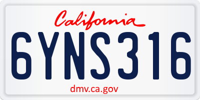 CA license plate 6YNS316