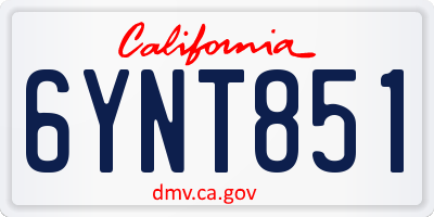 CA license plate 6YNT851