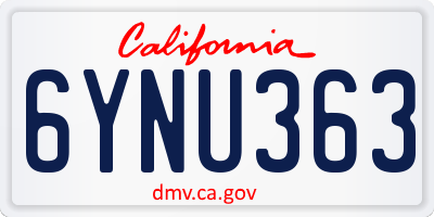CA license plate 6YNU363