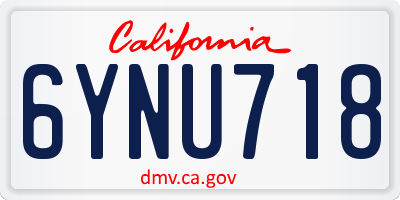 CA license plate 6YNU718