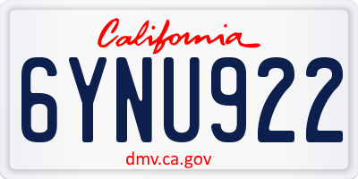 CA license plate 6YNU922