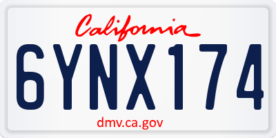 CA license plate 6YNX174