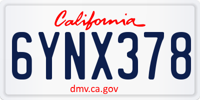 CA license plate 6YNX378